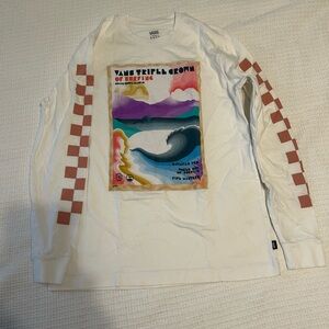 Vans White Graphic Tee with Checkered Detail sz xs